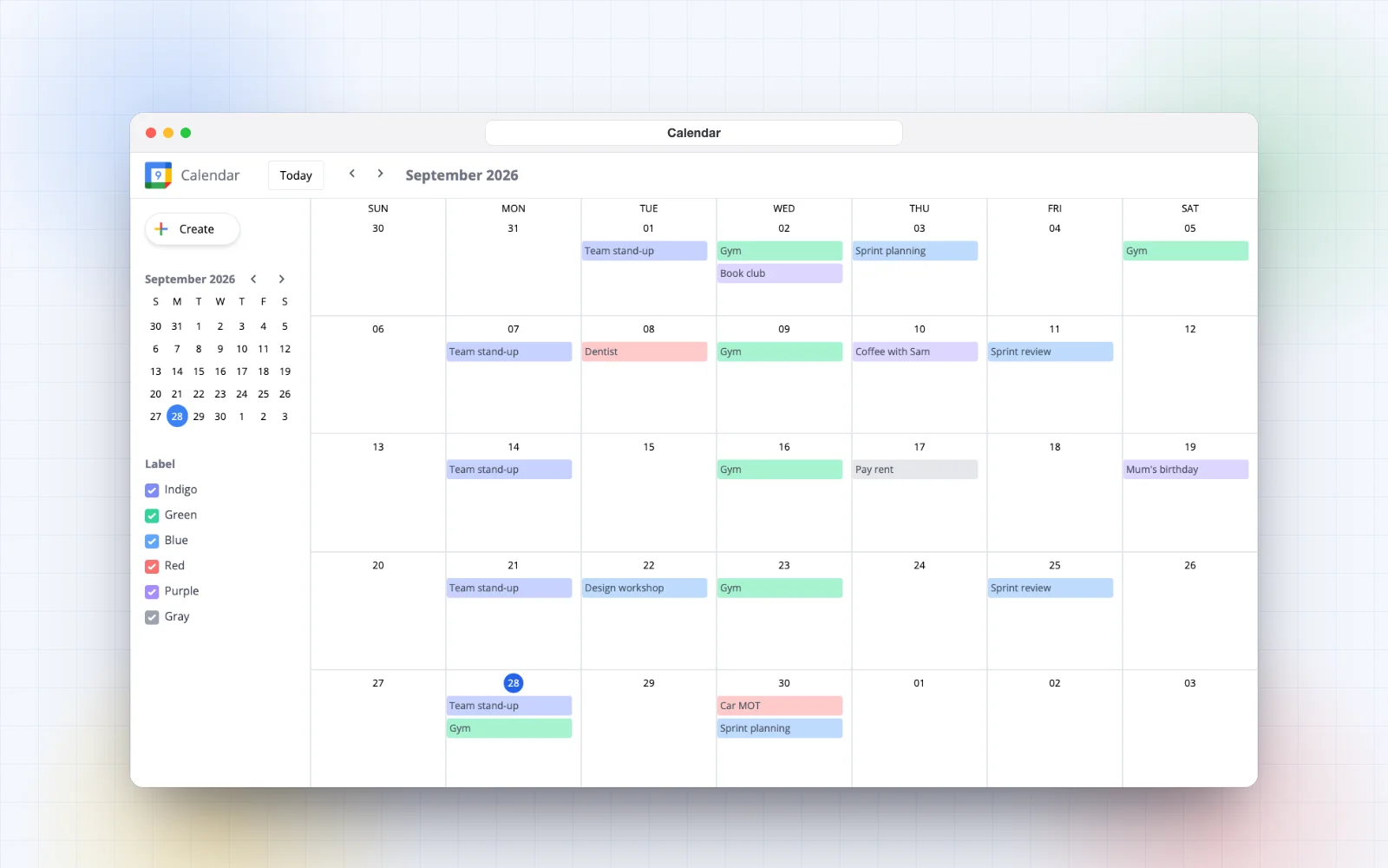 Calendar App screenshot