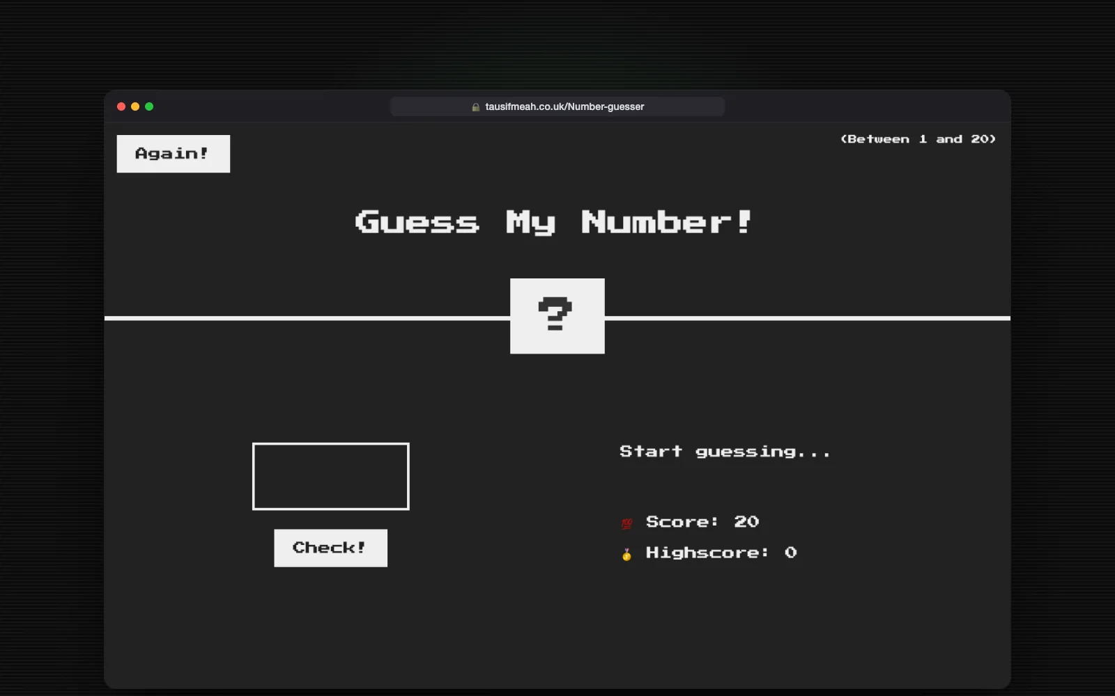 Number Guesser screenshot